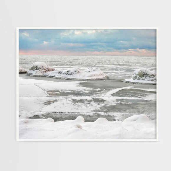 NobleCaptures Other - 16x20 Beautiful Frozen Lake Winter Photography Oil Painting‎ Art Poster